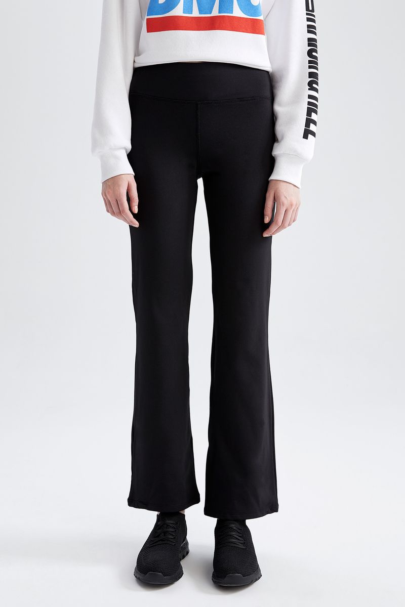 Woman Wide Leg Knitted Trousers-Black