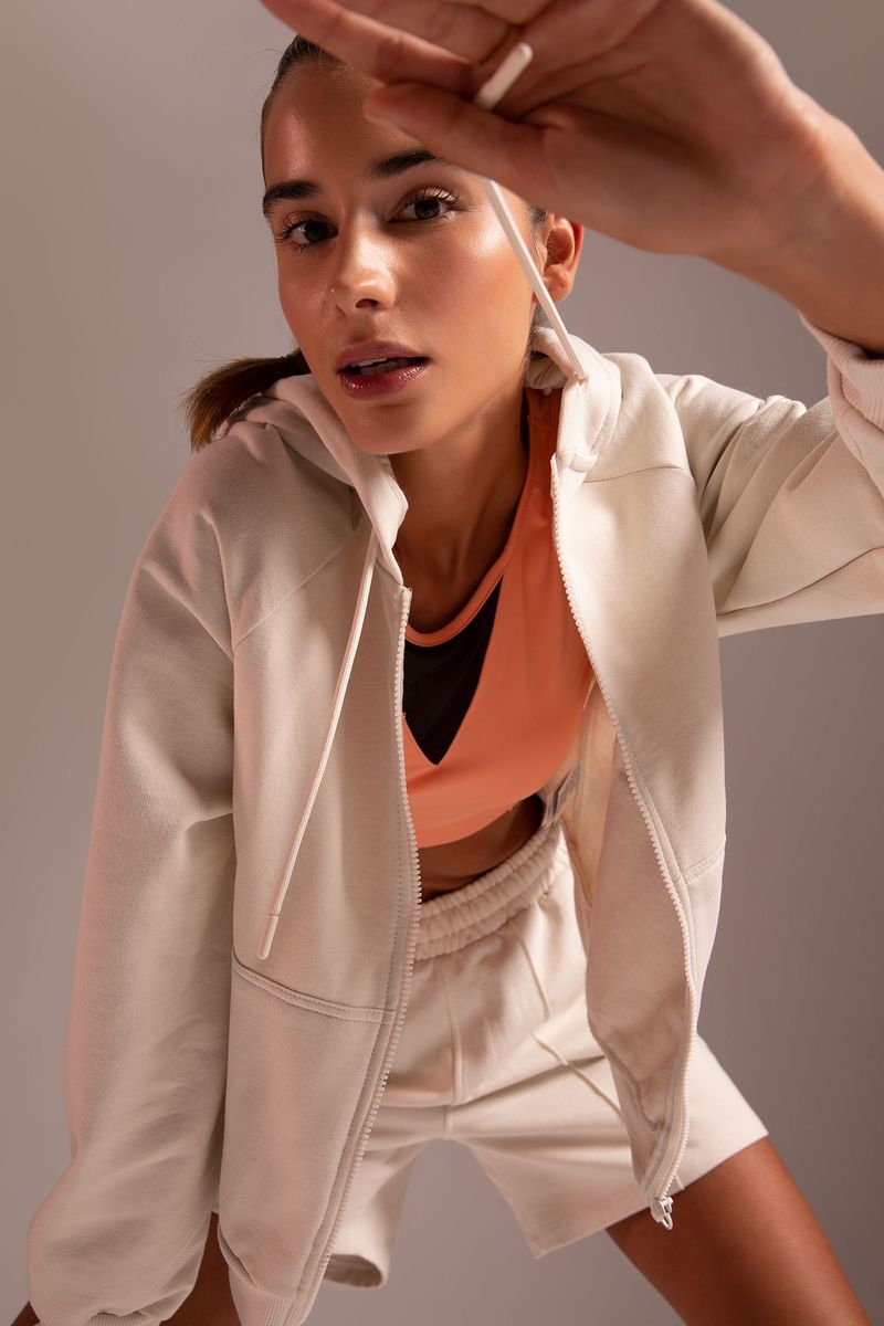 Woman Cover-Up Knitted Cardigan-Beige
