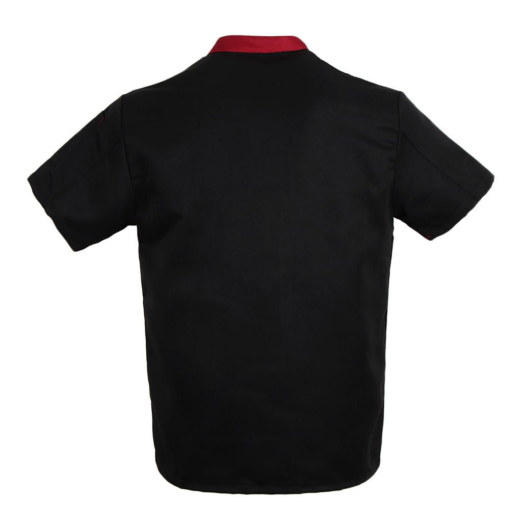 Unisex Chef Jacket Coat Short Sleeves Shirt Hotel Kitchen Black 3XL