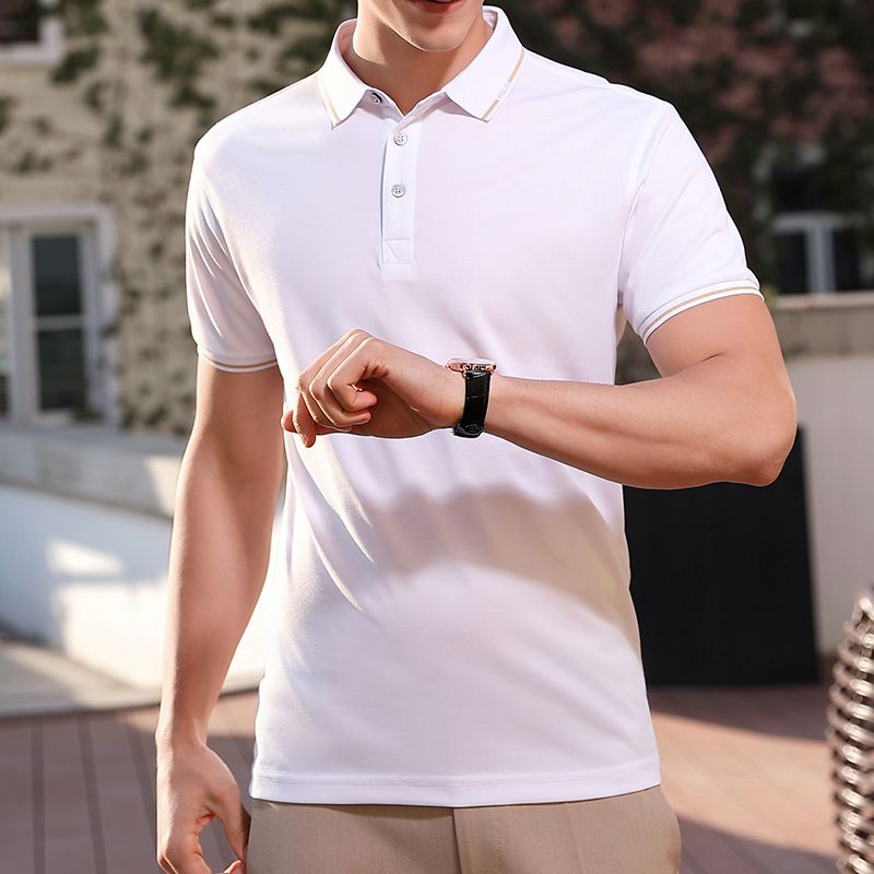 Men Regular Fit Knitted Polo T-Shirt - White