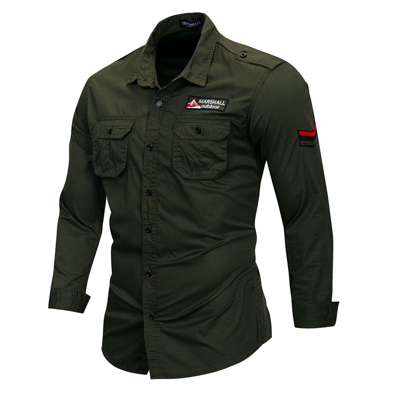 Men's Long Sleeve Cotton Field Shirt - Green