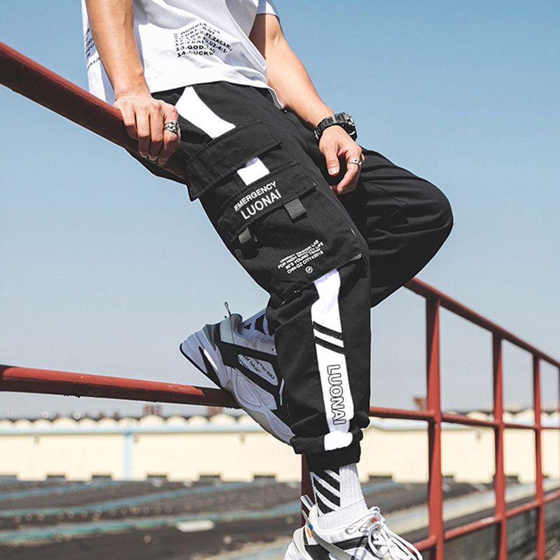 Mens Casual Cargo Trendy Combat Pockets Pants Joggers
