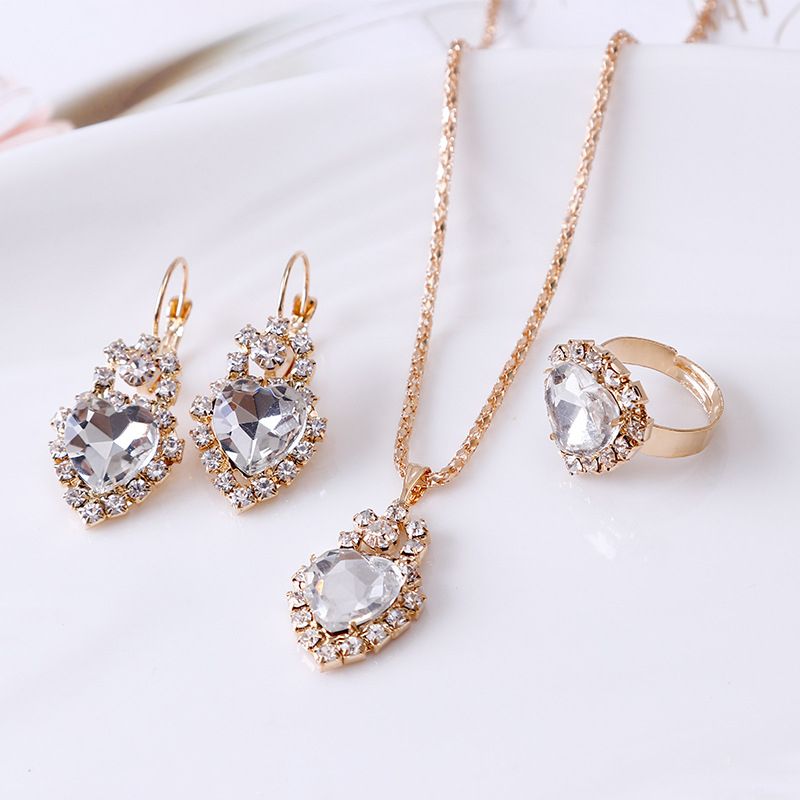 Women's Diamond Star Rose Watch + Necklace+ Earring+ Ring