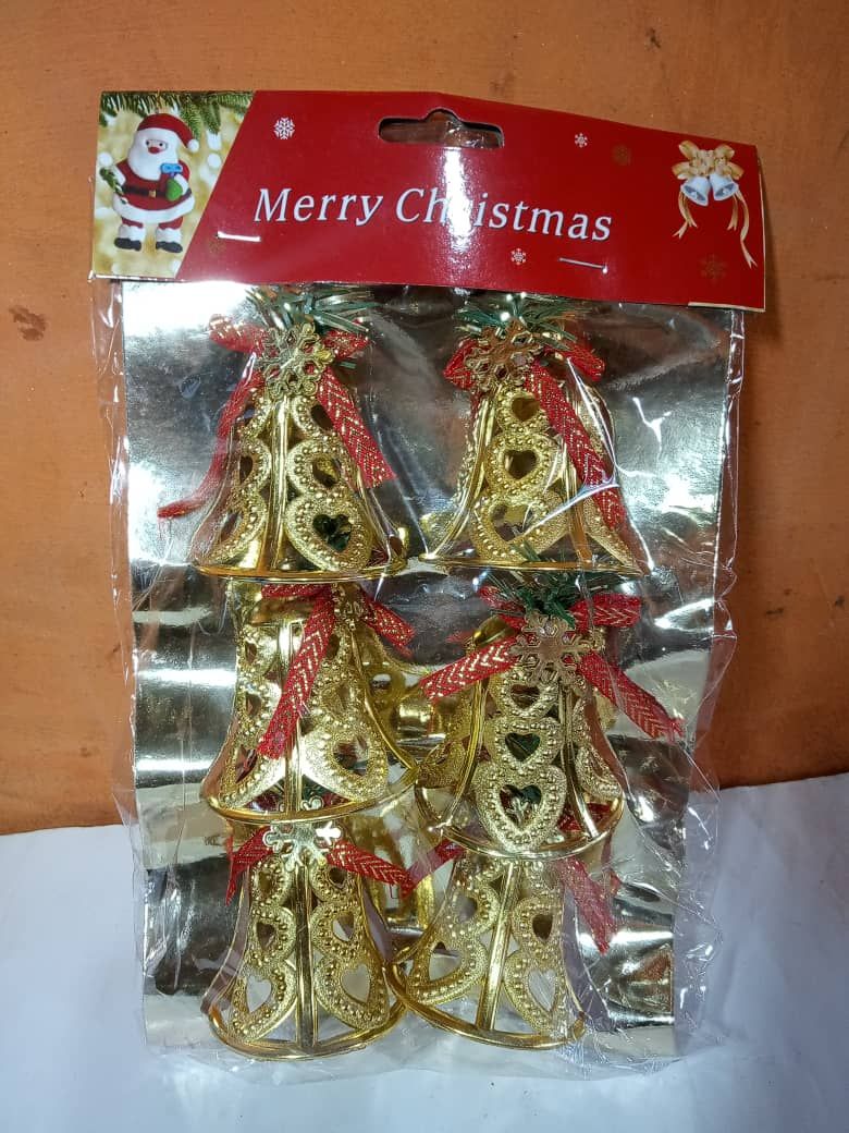 6-Pcs-Mini-Bells + Red Bow-for-Christmas-Decoration & Others
