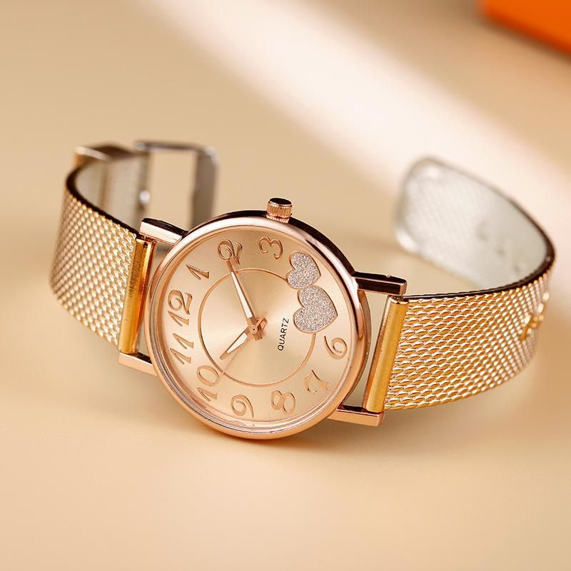 Women Quartz Watch Rose Gold Love Female Simple Temperament Waterproof