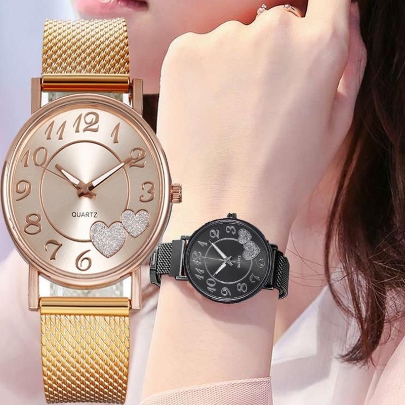 Women Quartz Watch Rose Gold Love Female Simple Temperament Waterproof