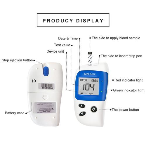 Blood Glucose Monitor Glucometer Blood Sugar Diabetes Tester Kit + 50 Test Strips Lancets Needles