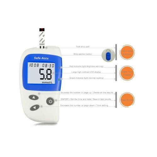 Blood Glucose Monitor Glucometer Blood Sugar Diabetes Tester Kit + 50 Test Strips Lancets Needles