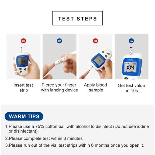 Blood Glucose Monitor Glucometer Blood Sugar Diabetes Tester Kit + 50 Test Strips Lancets Needles