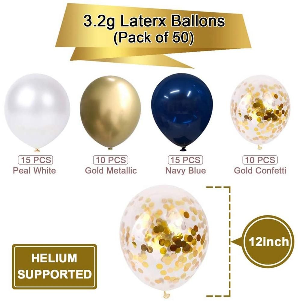 Navy Blue and Gold Confetti Balloons, Birthday Balloons for