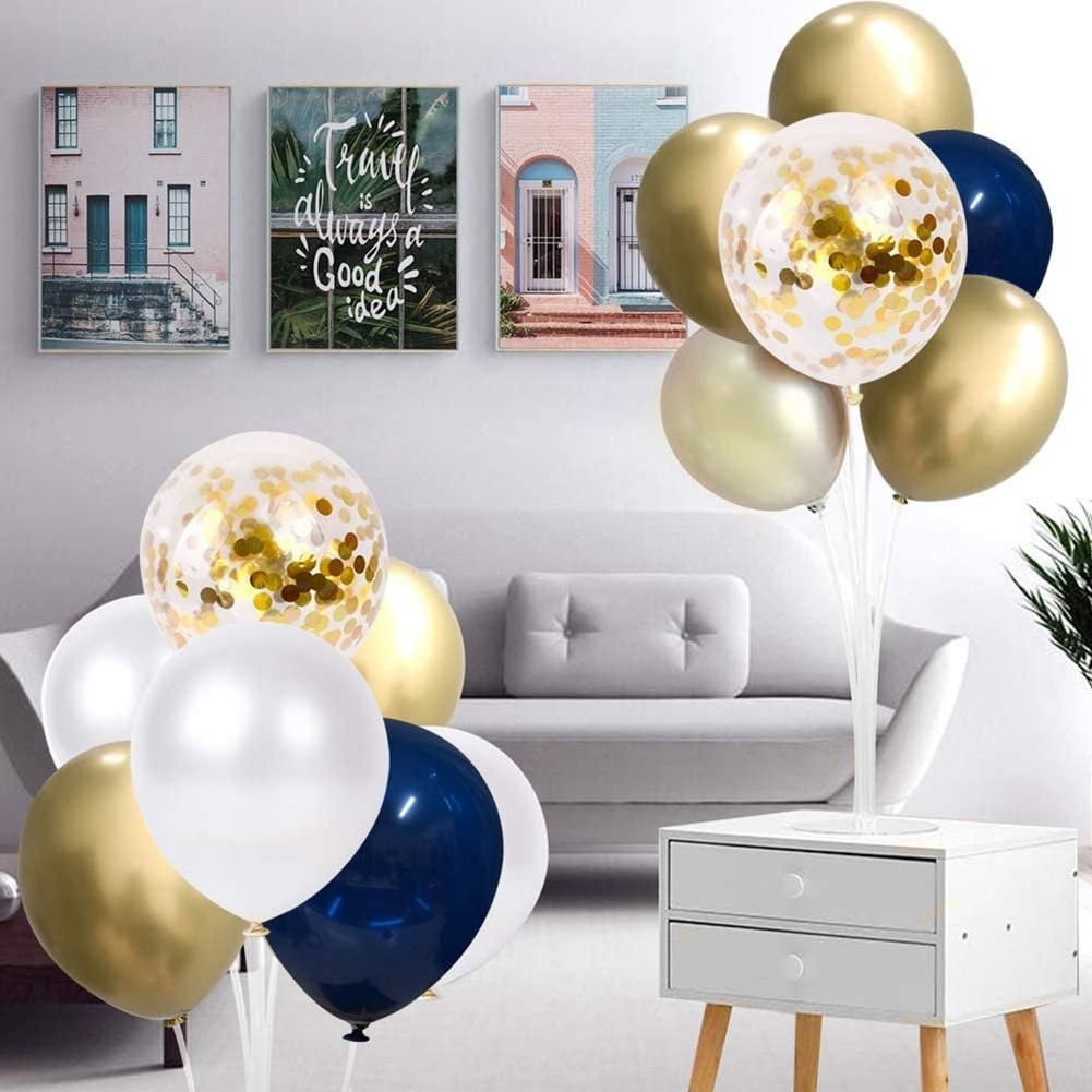 Navy Blue and Gold Confetti Balloons, Birthday Balloons for