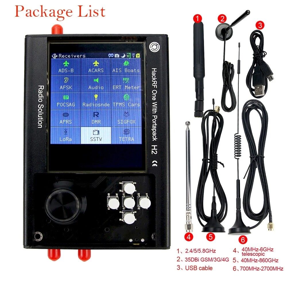 2020 New SRD Radio PortaPack H2 And HackRF One SDR Software Defined Radio 1MHz-6GHz Assembled With Data Cable