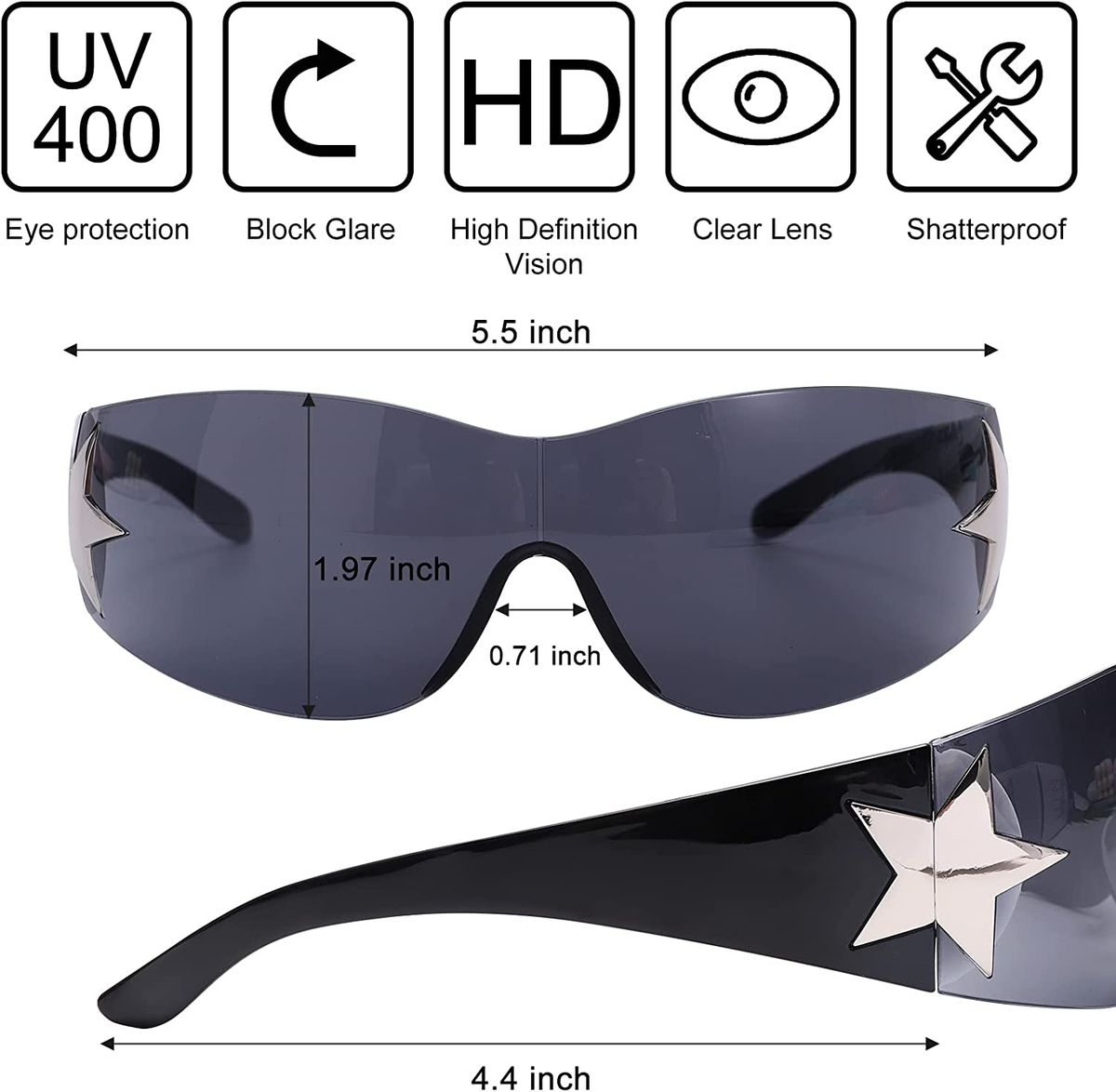 Y2k Men's And Women's One Piece Rimless Sunglasses