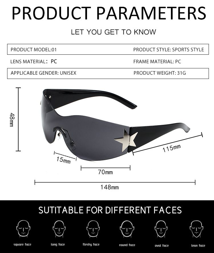 Y2k Men's And Women's One Piece Rimless Sunglasses