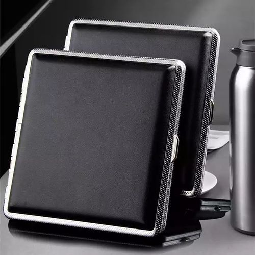 Creative Leather Cigarette Case With Metal Clip 20 Capacity