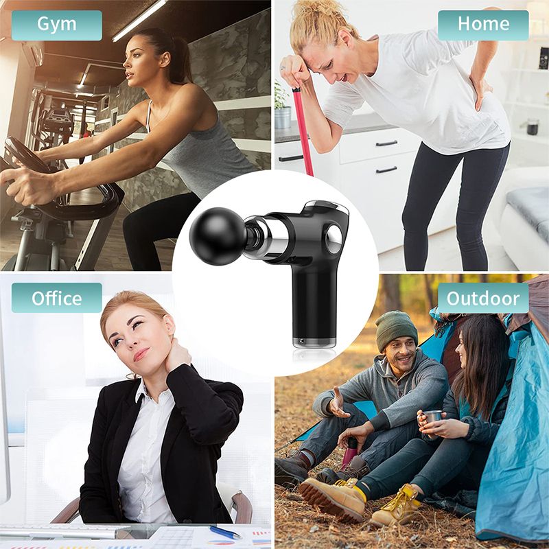 32-speed Electric Massage Gun, Mini LCD Screen, Deep Muscle Massager - Black