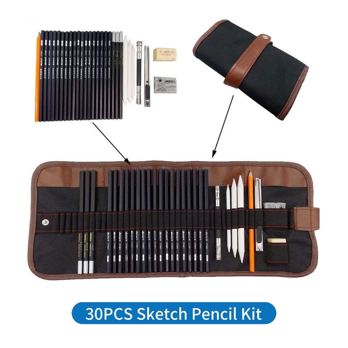 30PCS Pencil Set Drawing Sketching Charcoal Pencil Art