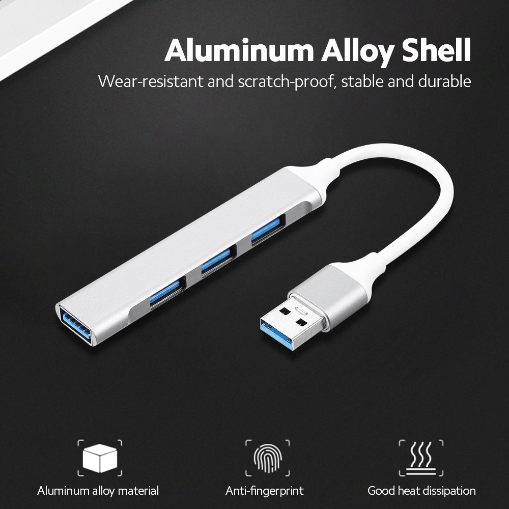 4-in-1 USB Hub With USB2.0/USB3.0 Ports