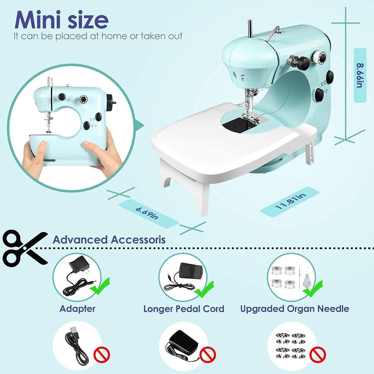 Portable Handheld Sewing Machine With An Extended Table Is Suitable For Beginners
