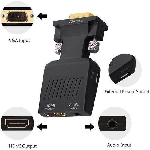 VGA HDMI Adapter With 3.5mm Audio Output 1080P HDTV AV Converter Cable PC Notebook Projector Monitor VGA To HDMI Adapter