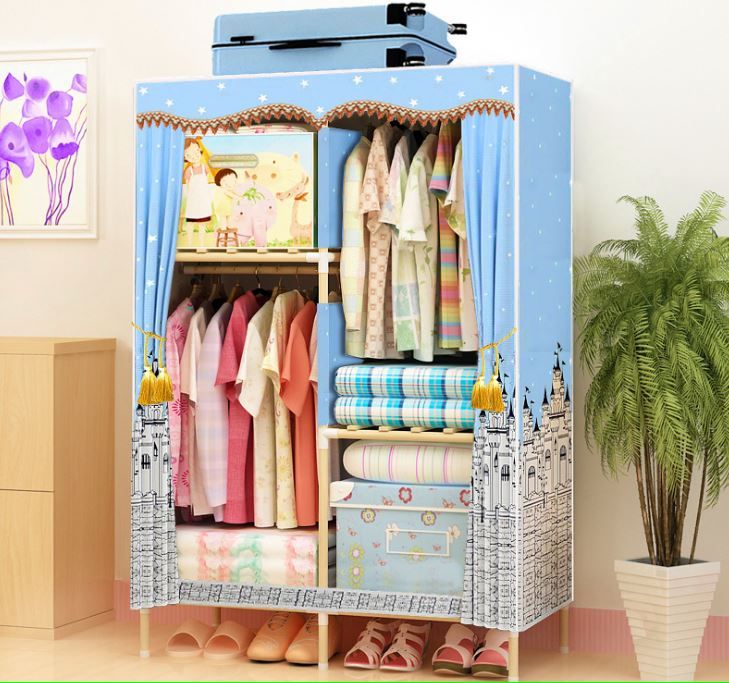 2 Column Wooden Wardrobe (105cm X 45cm X 170cm)