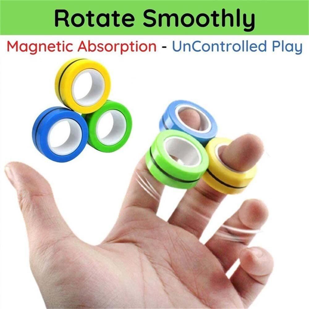 3pcs Multicolor Fingears Magnetic Rings Fidget Spinner Toy Stress Anxiety Relief