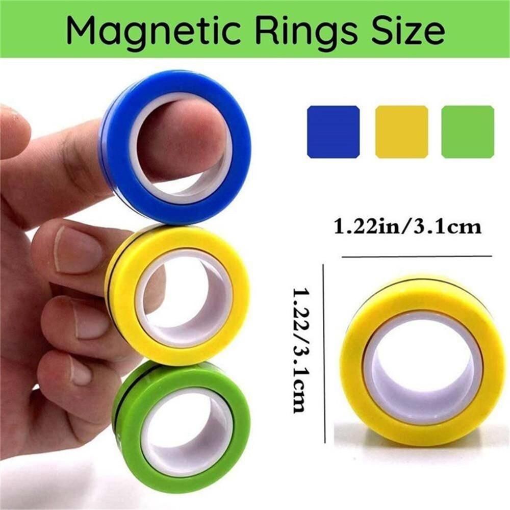3pcs Multicolor Fingears Magnetic Rings Fidget Spinner Toy Stress Anxiety Relief