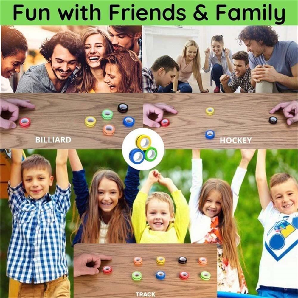 3pcs Multicolor Fingears Magnetic Rings Fidget Spinner Toy Stress Anxiety Relief