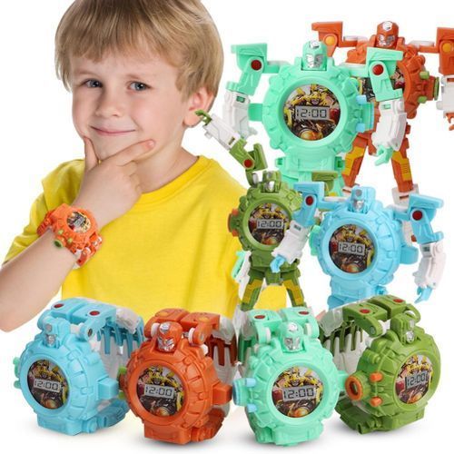 Free Spirit Children Trasformation Wristwatch Toy Cartoon Projection Watches Kids Xmas Gifts Robot Transformation Toys