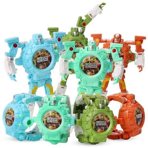 Free Spirit Children Trasformation Wristwatch Toy Cartoon Projection Watches Kids Xmas Gifts Robot Transformation Toys