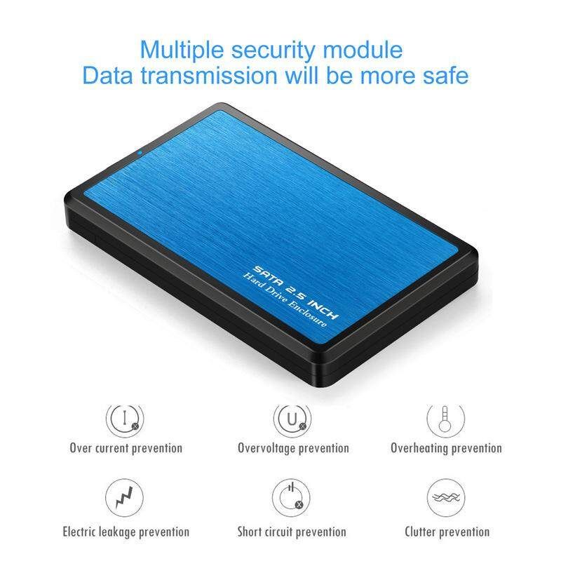 USB 3.0 Hard Drive Enclosure SATA External Hard Drive Disk Case Adapter Housing For 2.5 Inch SATA 7mm-9.5mm SATA HDD/ SSD Up To 2TB（Black & Blue & Sliver） Silver