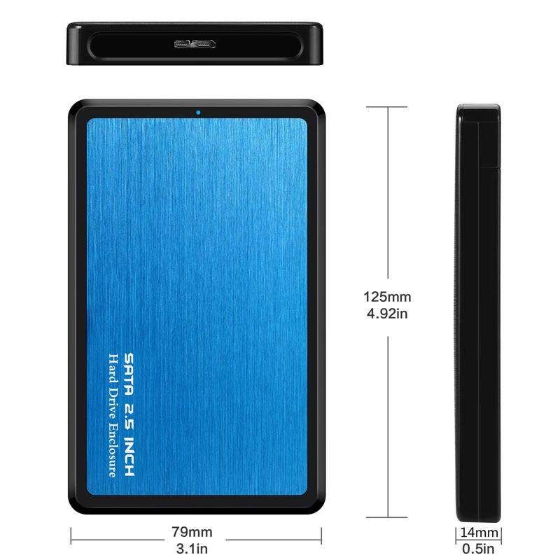 USB 3.0 Hard Drive Enclosure SATA External Hard Drive Disk Case Adapter Housing For 2.5 Inch SATA 7mm-9.5mm SATA HDD/ SSD Up To 2TB（Black & Blue & Sliver） Silver