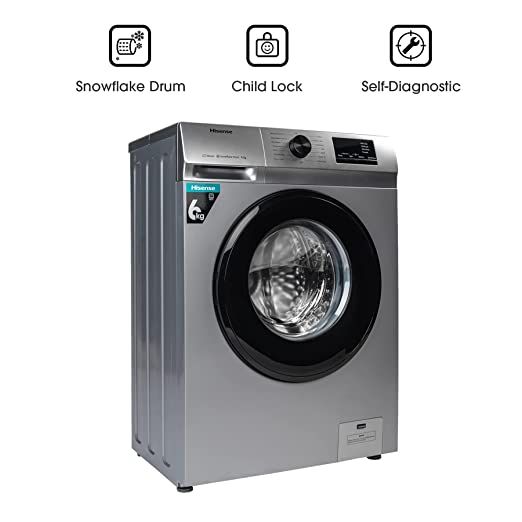 6kg Front Loader Washing Machine (WFVB6010MS)- Silver With One Year Warranty.