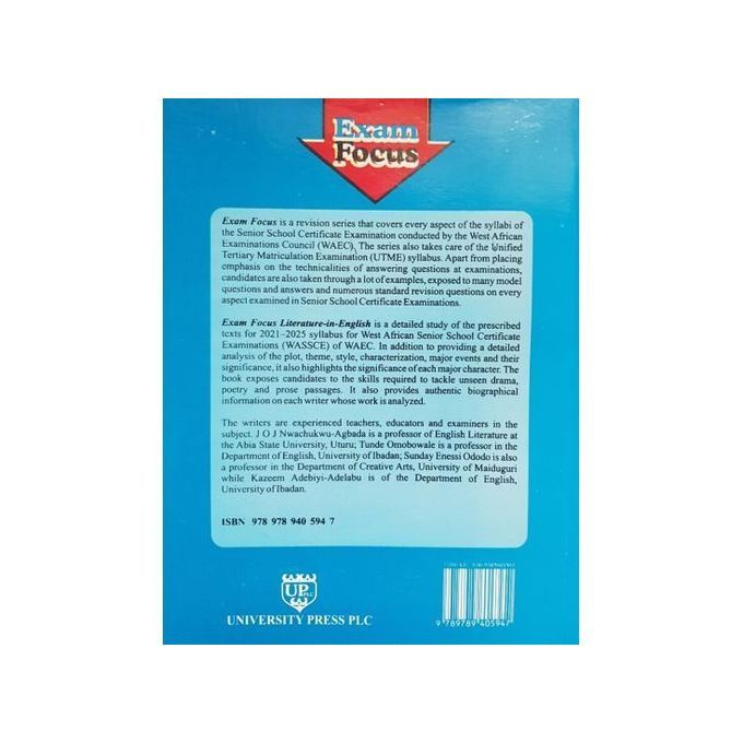 Exam Focus, Literature-in-English, Latest Edition 2021-2025 Syllabus WAEC NECO JAMB