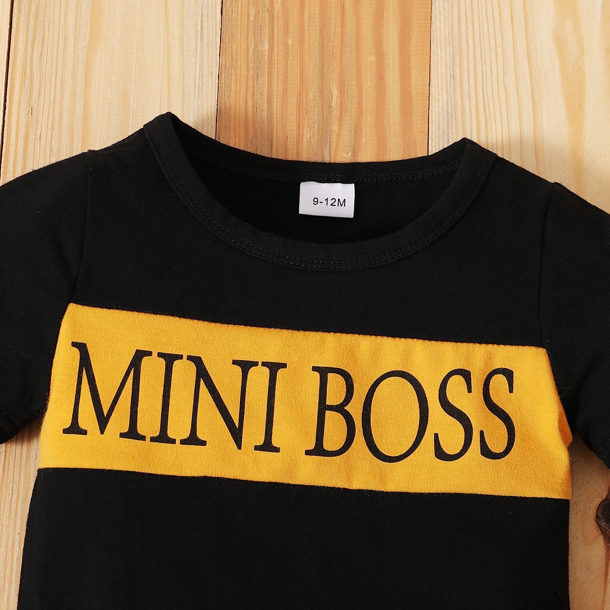 Baby Boys Summer Streetwear MINI BOSS Design Short Sleeves T-shirt + Fashion Ripped Shorts
