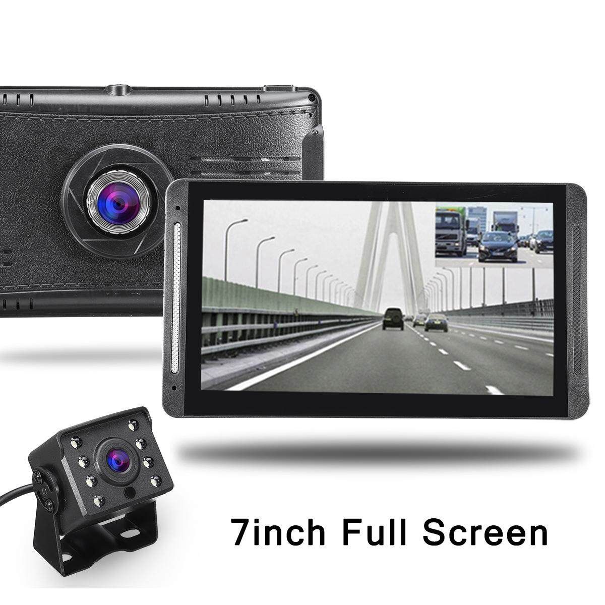 HD 1080P 7" Dual Lens Car DVR Dash Cam Video Camera Recorder GPS Navigation
