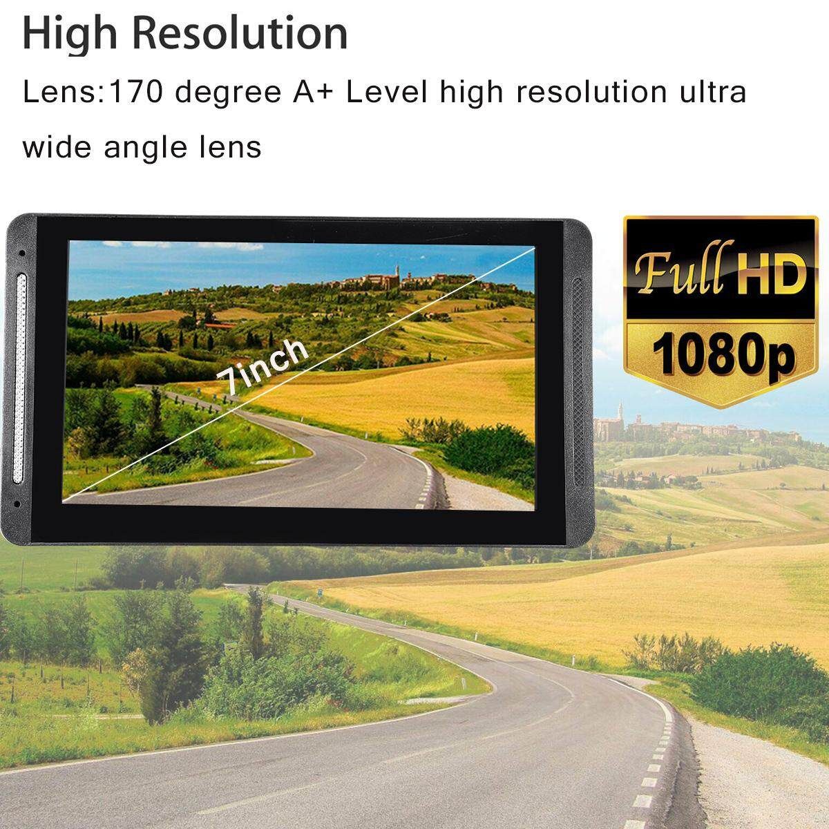 HD 1080P 7" Dual Lens Car DVR Dash Cam Video Camera Recorder GPS Navigation