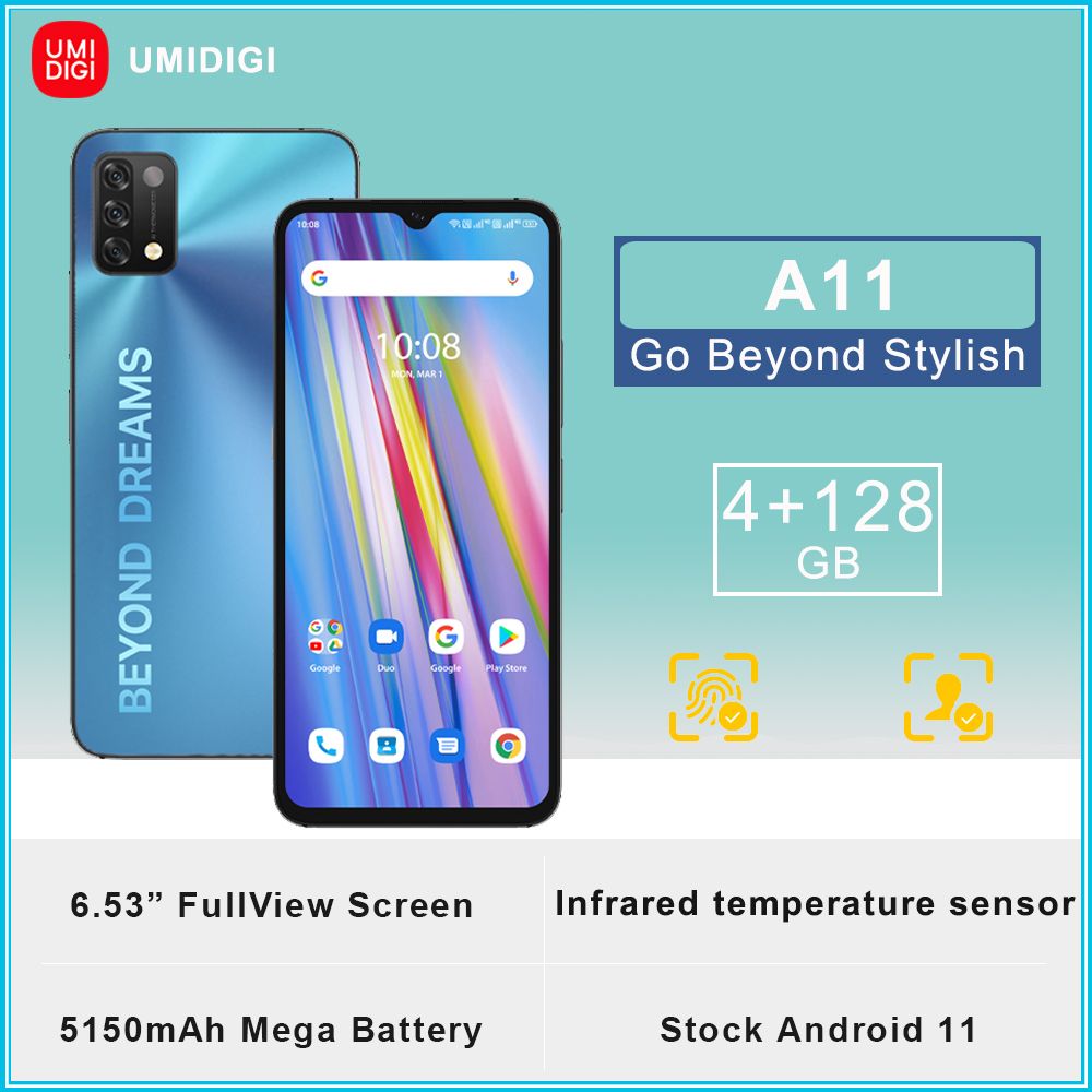 A11 6.53" 4GB RAM/128GB ROM Android 11 - Mist Blue