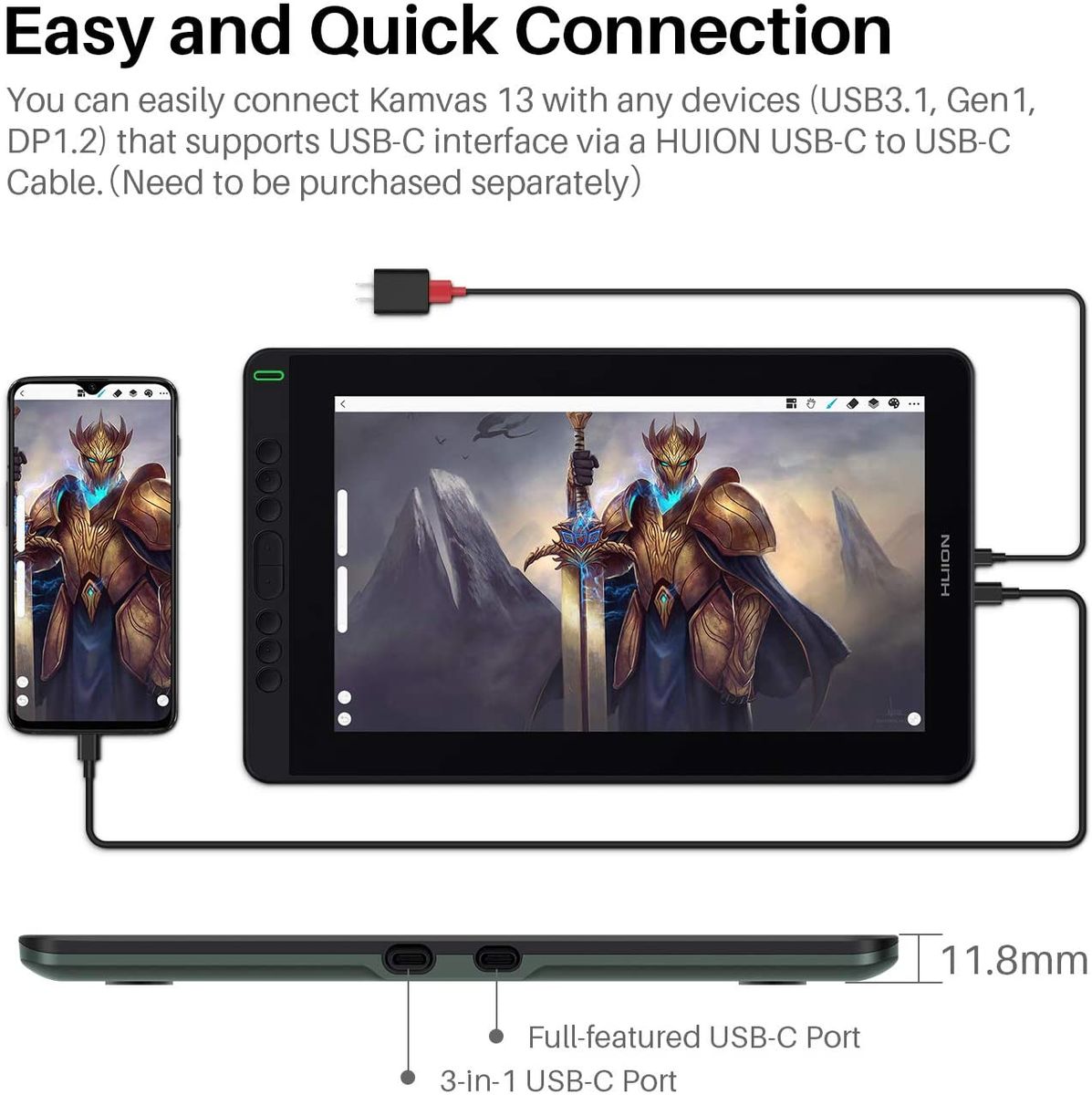 KAMVAS 13 Graphics Drawing Pen Tablet Tilt Support