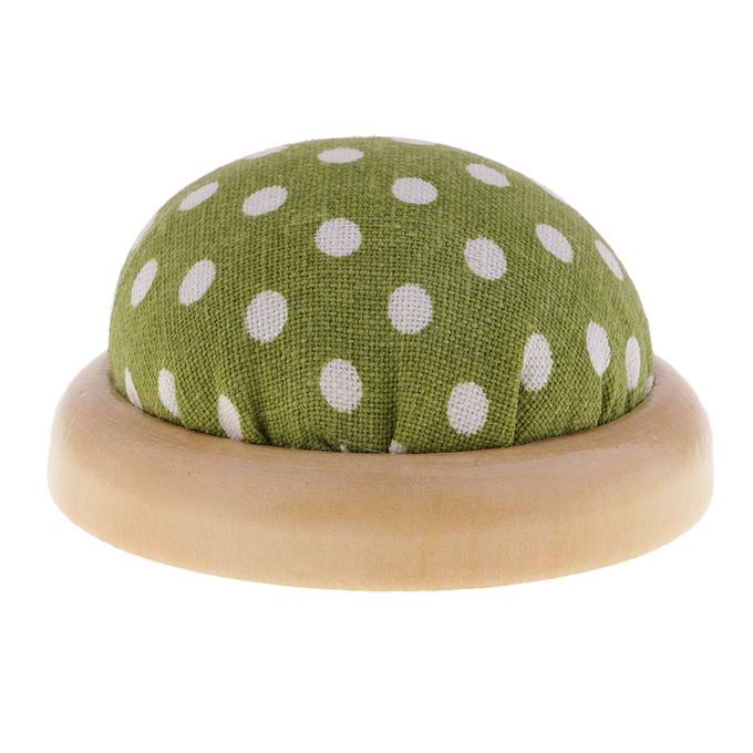 Half Round Green Cotton Fabric Sewing  Storage Holder Pin Green