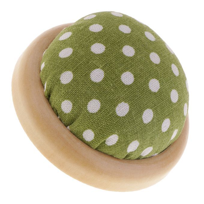 Half Round Green Cotton Fabric Sewing  Storage Holder Pin Green