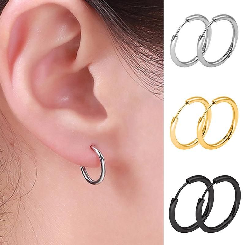 1 Pair Stainless Steel Fashion Punk Unisex Ear Hoop-Golden
