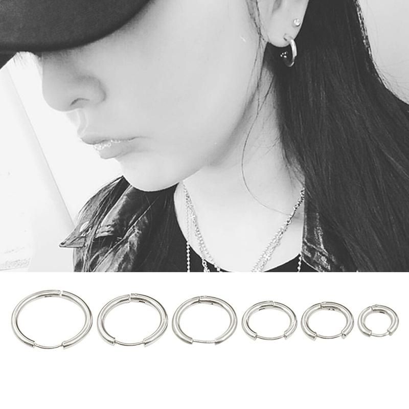 1 Pair Stainless Steel Fashion Punk Unisex Ear Hoop-Golden