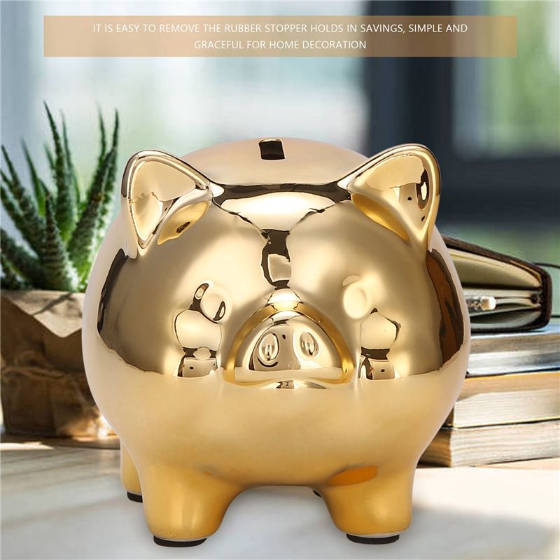 Ceramic Gold Pig Piggy Bank Cute Coin Piggy Bank Creative