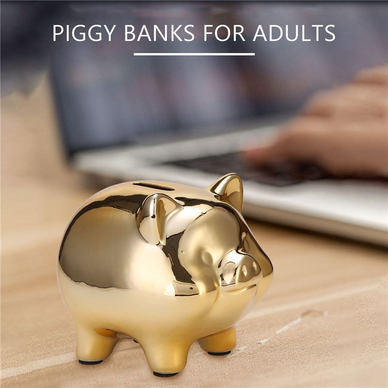 Ceramic Gold Pig Piggy Bank Cute Coin Piggy Bank Creative