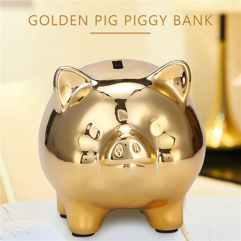 Ceramic Gold Pig Piggy Bank Cute Coin Piggy Bank Creative