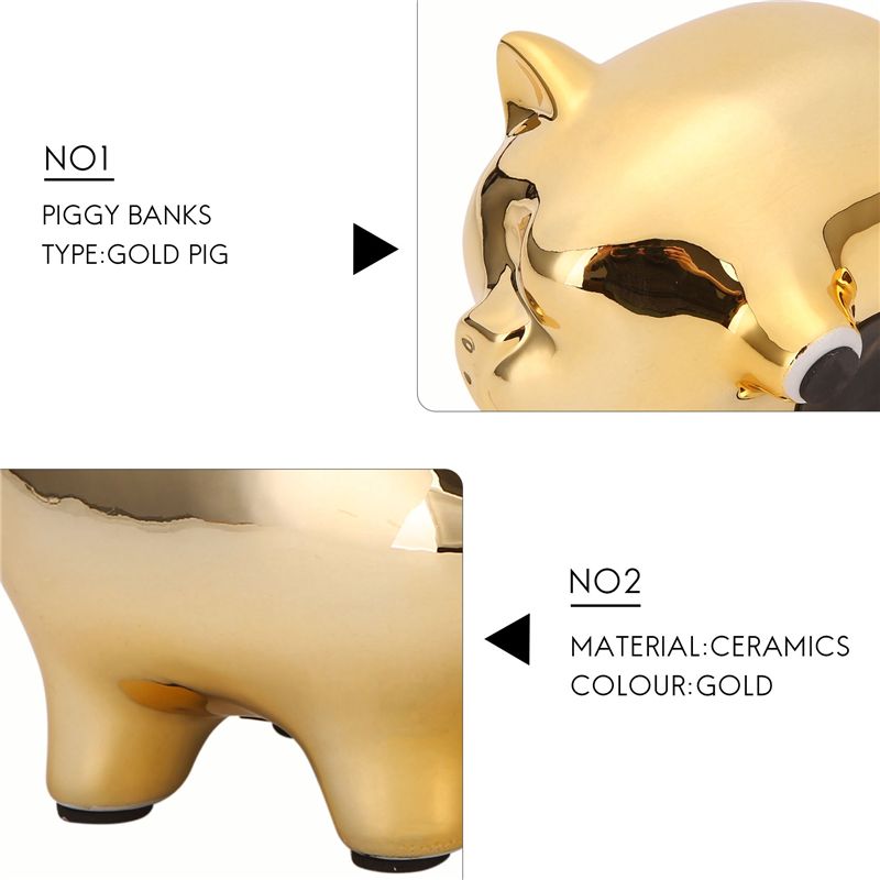 Ceramic Gold Pig Piggy Bank Cute Coin Piggy Bank Creative
