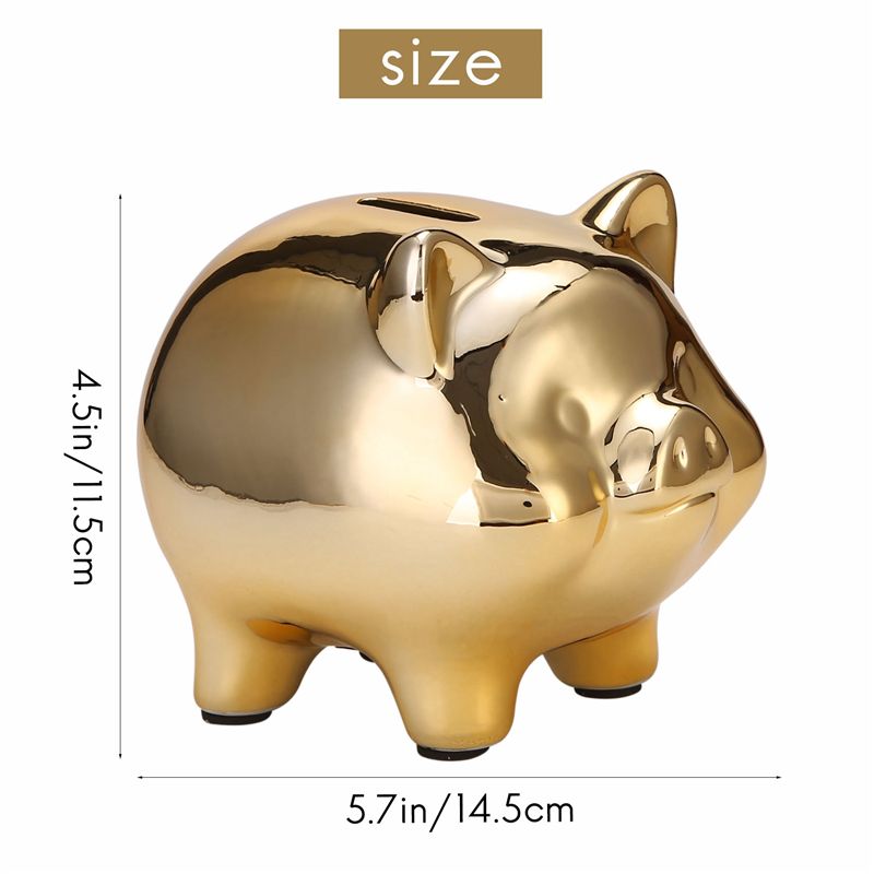 Ceramic Gold Pig Piggy Bank Cute Coin Piggy Bank Creative