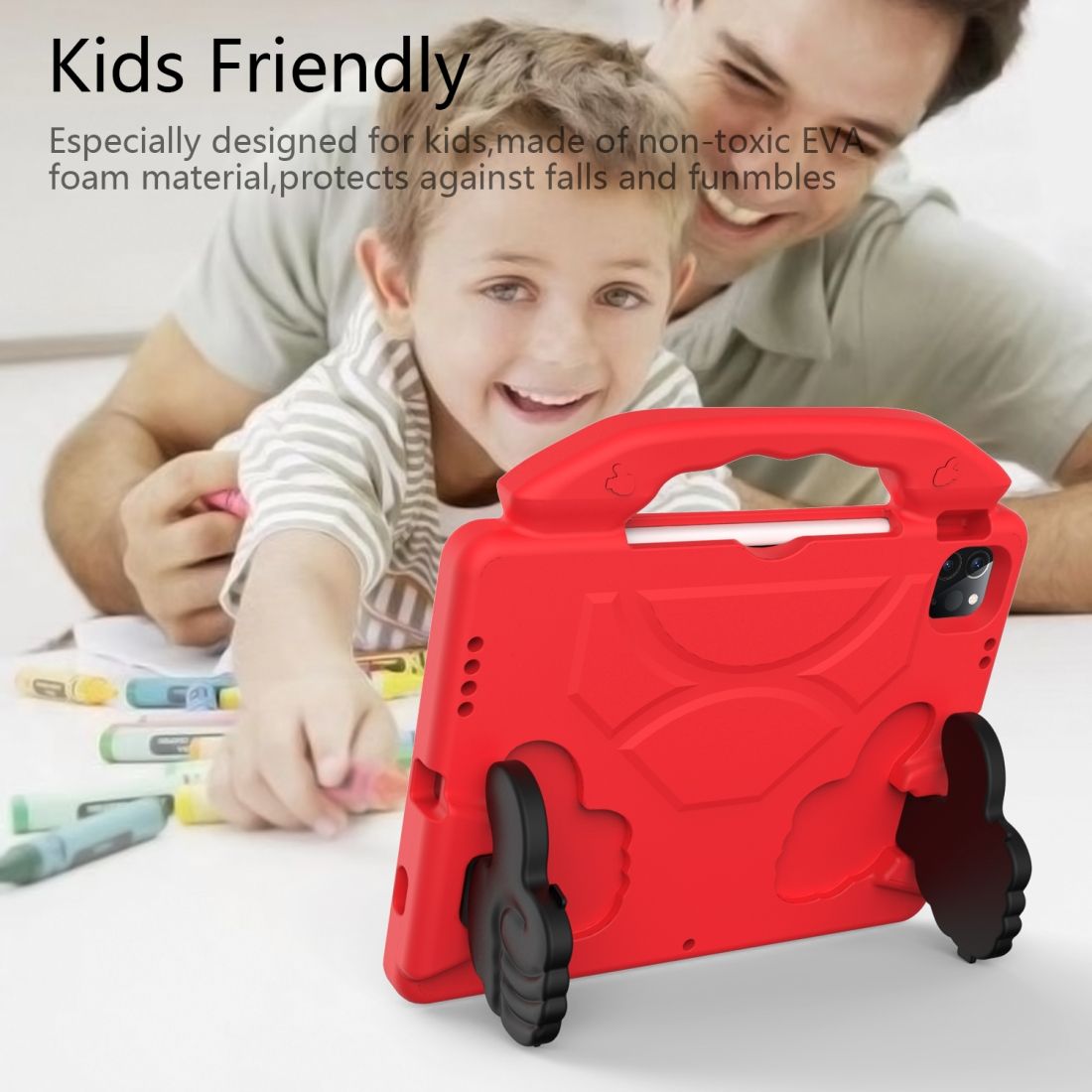 For IPad Air 2020 10.9 EVA Material Children Flat Anti Falling Cover Protective Shell (Red)