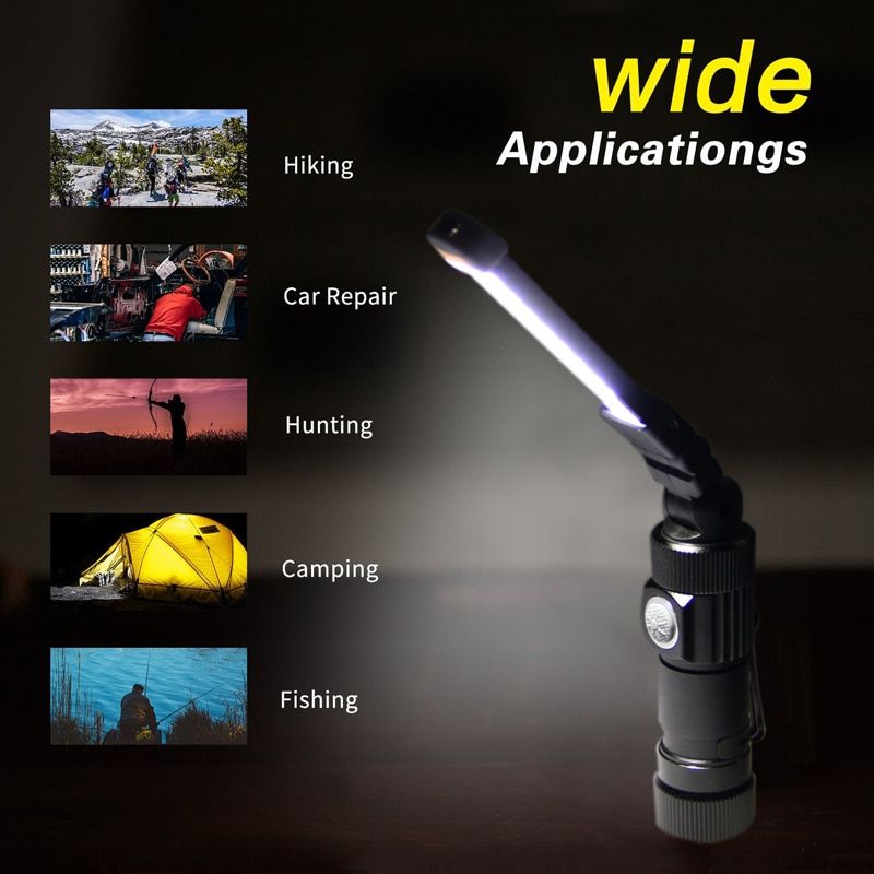 COB LED Camping Light 5 Mode USB Rechargeable Magnetic Flashlight Red Warning Light Build-in Battery Work Light Lamp Lantern BIL